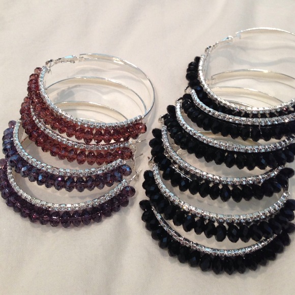 Crystal hoop earrings $6 each