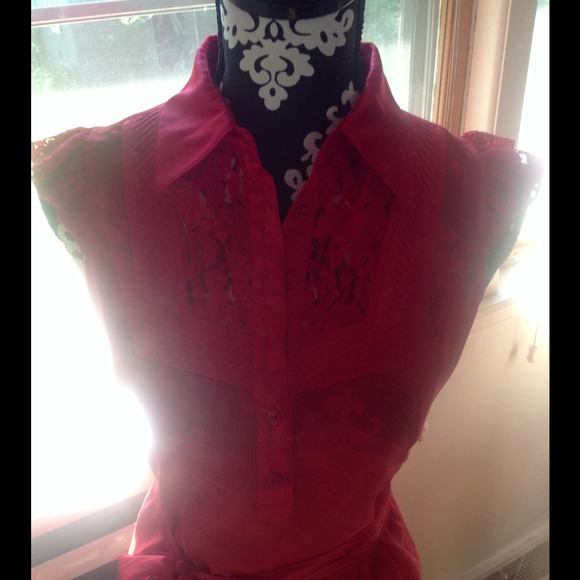 Bebe Red Silk Blouse ❤️❤️❤️ - Picture 3 of 3