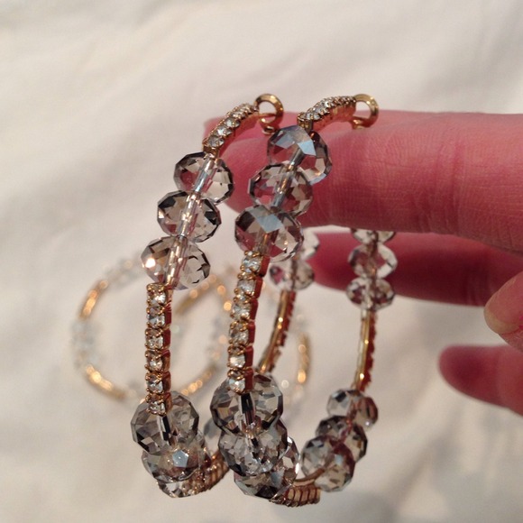 Crystal and gold hoop earring $5 each