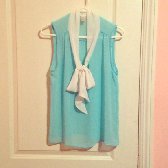 Light blue and white blouse