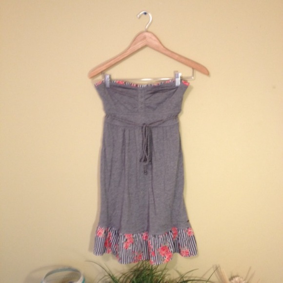 Strapless Floral/Grey Dress - Picture 1 of 2