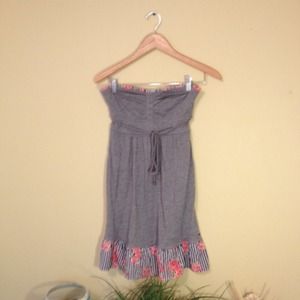 Strapless Floral/Grey Dress