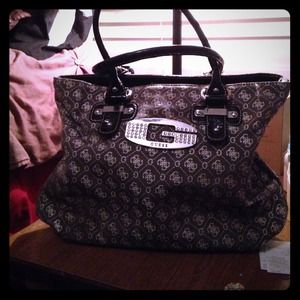 Monogram black & white Guess purse w/ crystals