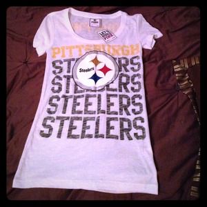 VS PINK Pittsburgh STEELERS burn out tee🏈⚫️💛⚫️💛