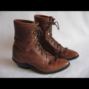 SOLD! Vintage 80s Sz 7 Brown Leather Kiltie ankle