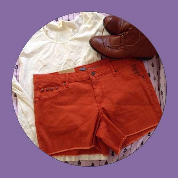 Denim - NWT Orange Shorts with Studs