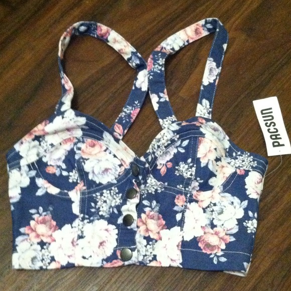 Sold 🙅Floral denim pacsun bustier bralette
