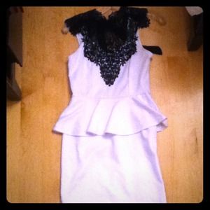 White and black lace dress