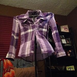 Purple plaid button up