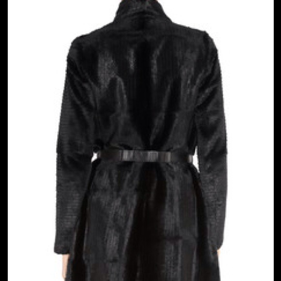 Karl Donoghue Belted Wrap Grooved Rabbit Coat  XS - Picture 4 of 4