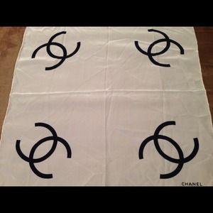 Cream Chanel silk scarf