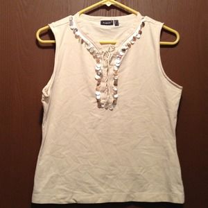 Adorable tank top. Says L but fits a sm/med