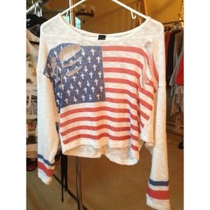 American flag ripped sweater