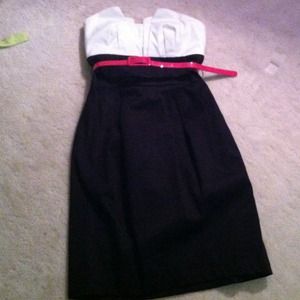 Strapless Black and White Dress