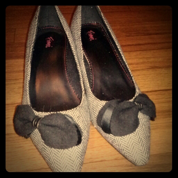Black and Grey Tweed Heels - Picture 1 of 3