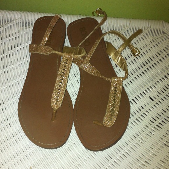 Gold thong sandals