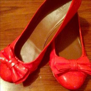 J. Crew Factory Cece Patent Bow Red Ballet Flats