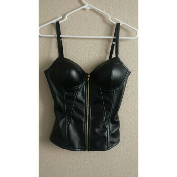 Charlotte Russe Tops - Charlotte Russe Black Faux Leather Corset