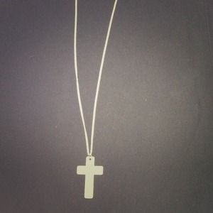 Large white cross necklace