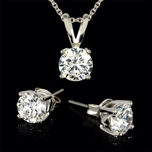 3 Carat Total Weight Sim Diamond Necklace&Earrings