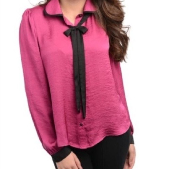 Fusia  collar bow blouse