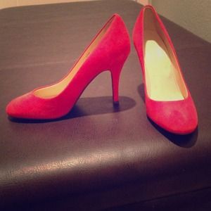 J.Crew vibrant flame suede pumps