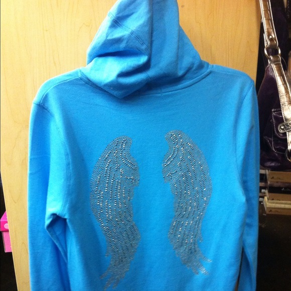 Bling wing pull over hoodie