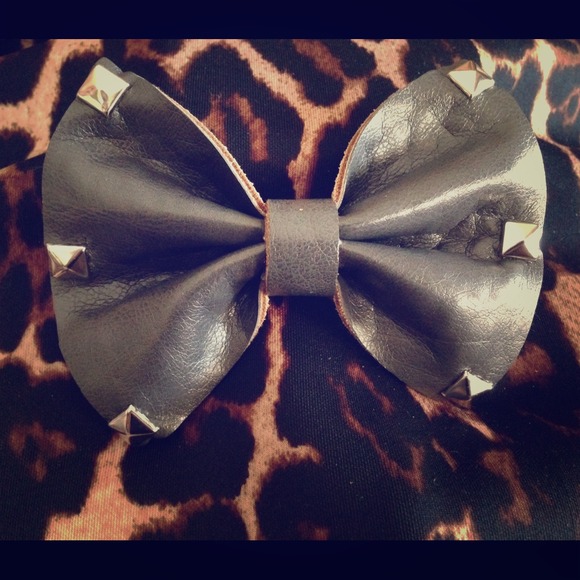 Studded leather hair clip
