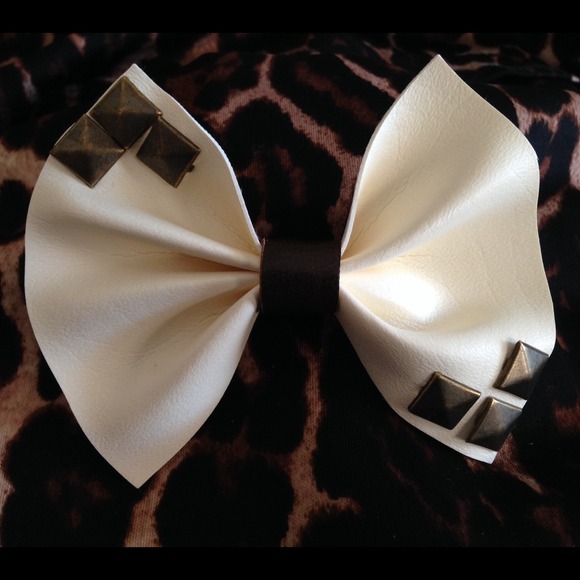 Studded leather hair clip