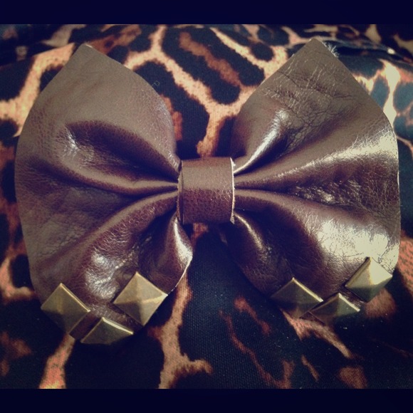 Studded leather hair clip