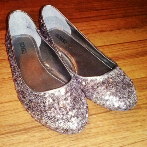 Silver Sequined Flats - Picture 1 of 2