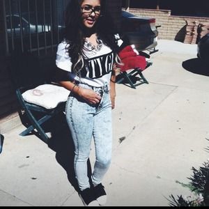 High waisted denim pants accepting 25 thru pp