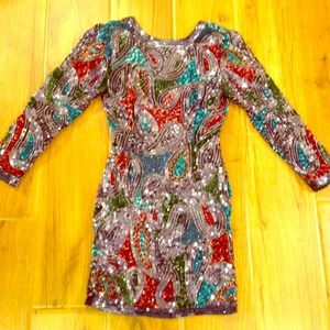 Vintage sequin long sleeve dress