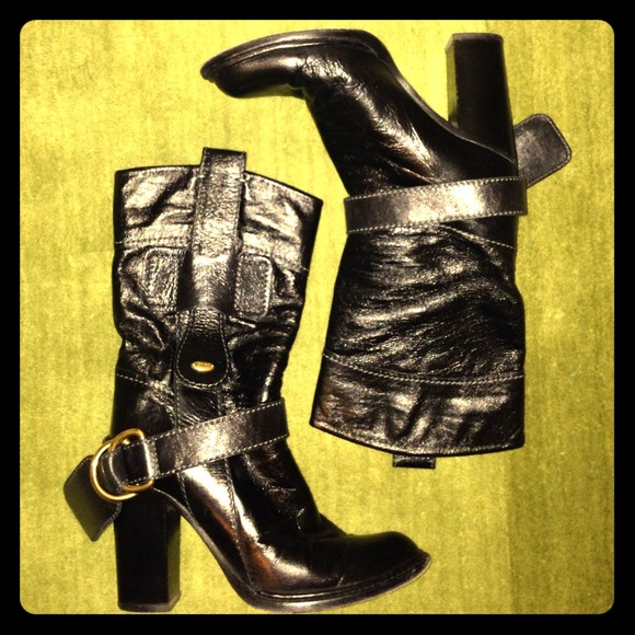 Chloe Black Leather Paddington Mid-Calf Boots