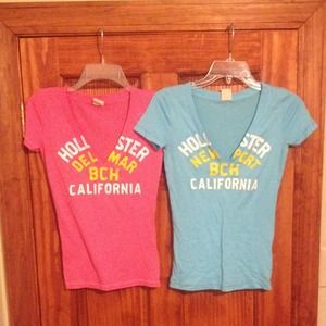 Pink & Blue Hollister Shirts