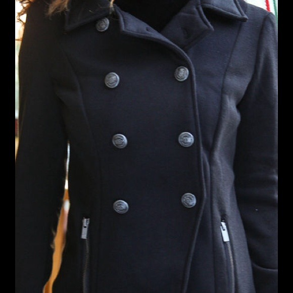 ⚡️SOLD OUT⚡️Black Double Breasted Peacoat - Picture 4 of 4