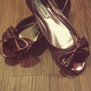 Steven Madden Peep Toe Flats Burgundy