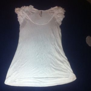 Super cute white ruffle arm t shirt
