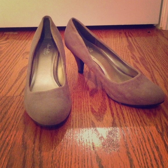 Gray Suede Kitten Heels