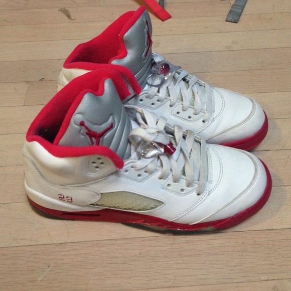 Pink and white Jordans