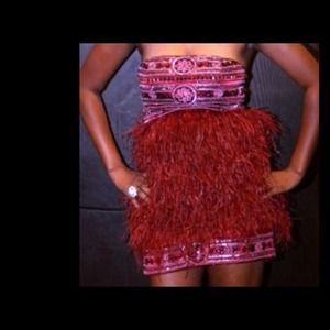 Sue wong feathered dress size 8