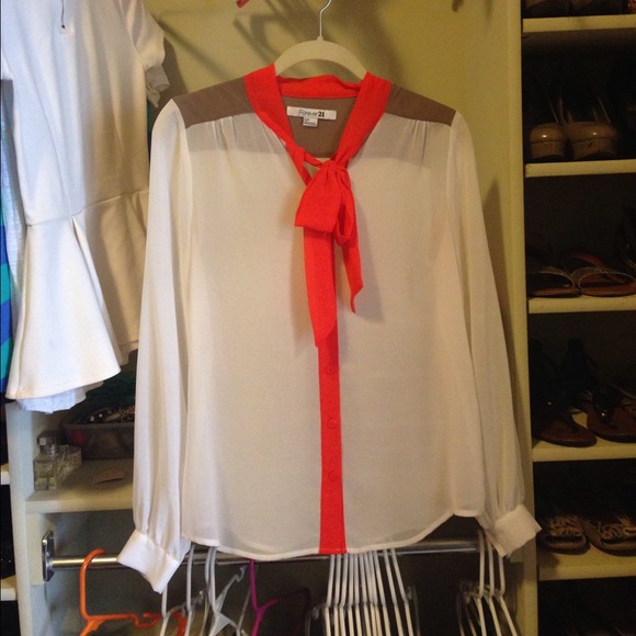 SOLD Forever 21 Colorblock Bow-Tie Blouse