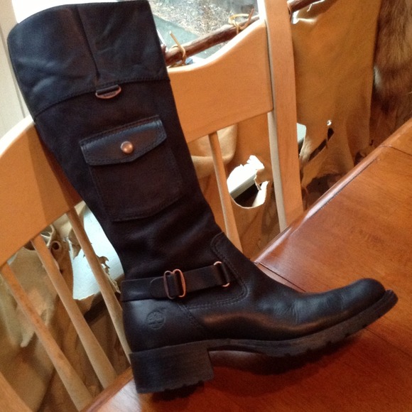 Timberland Black Leather Riding Boots.