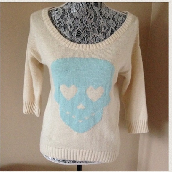 Denim - Skull Sweater & Denim Skirt Overalls