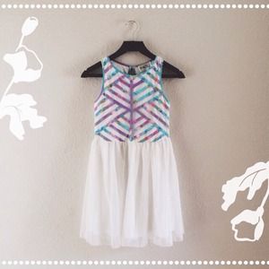 White Pastel Lattice Dress