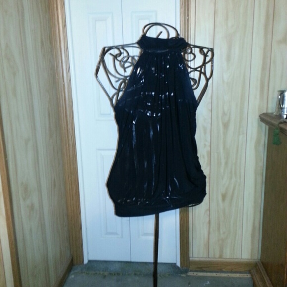 Black Chiffon top with silver metallic streaks