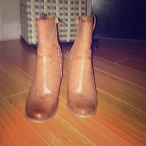 Camel Heeled Ankle Boots