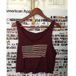 SOLD Brandy Melville Flag Crop
