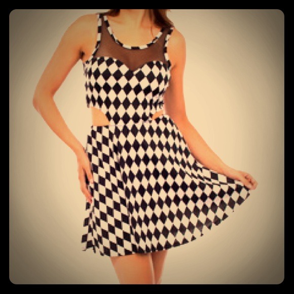 Crop Out Checkered Geometric Dress 😍HOST PICK💥
