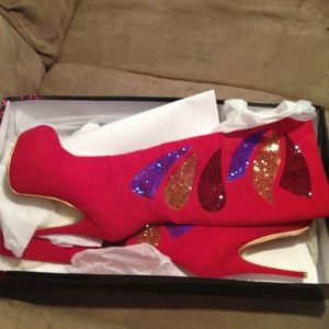 Red Swarovski crystal boots ! Used once